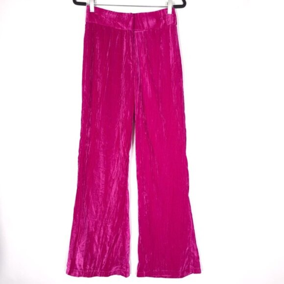 NASTY GAL Women's Crushed Velvet High Waisted Wide Leg Flare Pants Pink Size‎ 4 - Picture 4 of 16